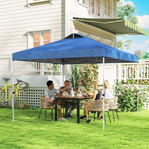 Outsunny Pop Up Canopy Waterproof Canopy Tent with Carrying Bag for Parties Garden BBQs 9.8' x 9.8', Blue - Image 10