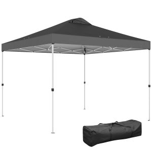 Outsunny Pop Up Canopy Waterproof Canopy Tent with Carrying Bag for Parties Garden BBQs 9.8' x 9.8', Dark Grey - Image 10