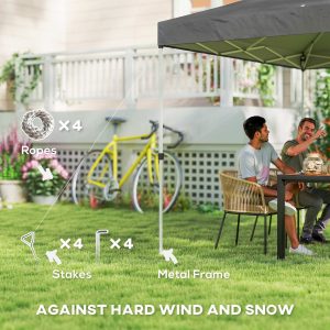 Outsunny Pop Up Canopy Waterproof Canopy Tent with Carrying Bag for Parties Garden BBQs 9.8' x 9.8', Dark Grey - Image 4