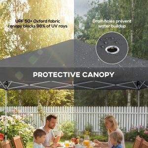 Outsunny Pop Up Canopy Waterproof Canopy Tent with Carrying Bag for Parties Garden BBQs 9.8' x 9.8', Dark Grey - Image 5
