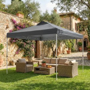 Outsunny Pop Up Canopy Waterproof Canopy Tent with Carrying Bag for Parties Garden BBQs 9.8' x 9.8', Dark Grey - Image 7