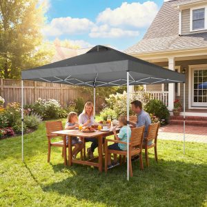 Outsunny Pop Up Canopy Waterproof Canopy Tent with Carrying Bag for Parties Garden BBQs 9.8' x 9.8', Dark Grey - Image 8