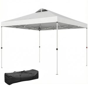 Outsunny Pop Up Canopy Waterproof Canopy Tent with Carrying Bag for Parties Garden BBQs 9.8' x 9.8' White - Image 2