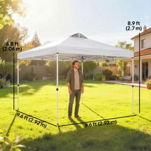Outsunny Pop Up Canopy Waterproof Canopy Tent with Carrying Bag for Parties Garden BBQs 9.8' x 9.8' White - Image 13