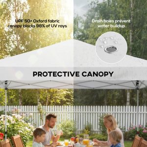 Outsunny Pop Up Canopy Waterproof Canopy Tent with Carrying Bag for Parties Garden BBQs 9.8' x 9.8' White - Image 16