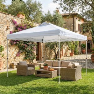 Outsunny Pop Up Canopy Waterproof Canopy Tent with Carrying Bag for Parties Garden BBQs 9.8' x 9.8' White - Image 18