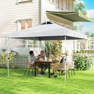 Outsunny Pop Up Canopy Waterproof Canopy Tent with Carrying Bag for Parties Garden BBQs 9.8' x 9.8' White - Image 20