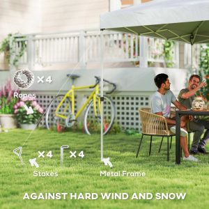 Outsunny Pop Up Canopy Waterproof Canopy Tent with Carrying Bag for Parties Garden BBQs 9.8' x 9.8' White - Image 5