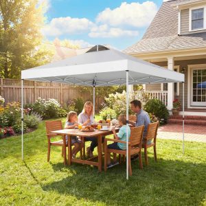 Outsunny Pop Up Canopy Waterproof Canopy Tent with Carrying Bag for Parties Garden BBQs 9.8' x 9.8' White - Image 9