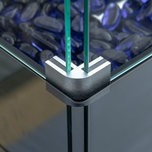 Outsunny Propane Fire Pit Table 43in Outdoor Fire Table, 50,000 BTU Pulse-Ignition Wicker Firepit Furniture with Glass Wind Guard, Blue Glass Rock, CSA Certification, Black - Image 8