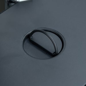 Outsunny Propane Fire Pit Table 43in Outdoor Fire Table, 50,000 BTU Pulse-Ignition Wicker Firepit Furniture with Glass Wind Guard, Blue Glass Rock, CSA Certification, Black - Image 9