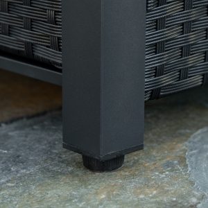 Outsunny Propane Fire Pit Table 43in Outdoor Fire Table, 50,000 BTU Pulse-Ignition Wicker Firepit Furniture with Glass Wind Guard, Blue Glass Rock, CSA Certification, Black - Image 10