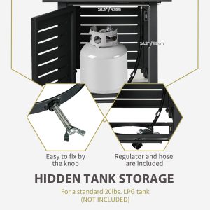 Outsunny Propane Gas Fire Pit Table, Outdoor Firepit with 43" Steel Tabletop and Lid, 50,000 BTU Pulse Ignition Fire Table w/ Stainless Steel Burner, Glass Wind Guard, and Cover - Image 6