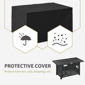 Outsunny Propane Gas Fire Pit Table, Outdoor Firepit with 43" Steel Tabletop and Lid, 50,000 BTU Pulse Ignition Fire Table w/ Stainless Steel Burner, Glass Wind Guard, and Cover - Image 7