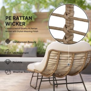 Outsunny Rattan Chair w/ Stool, Cushion, Adjustable Foot Pads, Natural - Image 4