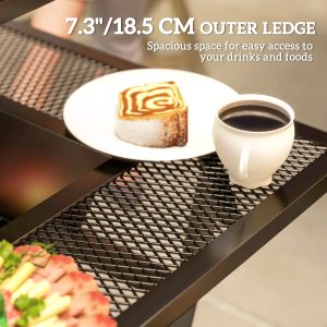 Outsunny Square Outdoor Fire Pit Firepit with Adjustable Grill Grate, Wood Fire Pit with Adjustable Foot Pads, Outer Ledge, Poker for Backyard Bonfire Picnic, Black - Image 6