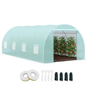 Outsunny Walk-in Greenhouse 20x10x7ft Heavy Duty Outdoor Backyard Seed Plant Vegetables Grow Warm House Green - Image 12