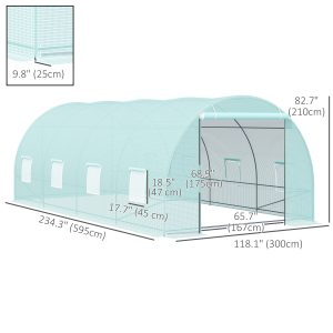 Outsunny Walk-in Greenhouse 20x10x7ft Heavy Duty Outdoor Backyard Seed Plant Vegetables Grow Warm House Green - Image 13