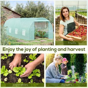 Outsunny Walk-in Greenhouse 20x10x7ft Heavy Duty Outdoor Backyard Seed Plant Vegetables Grow Warm House Green - Image 7