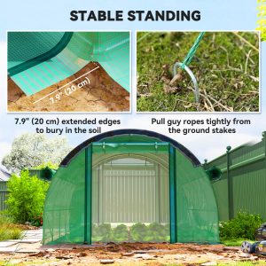 Outsunny Walk-in Tunnel Greenhouse, Plant Hot House with Sunshade Net, Roll-up Mesh Sidewalls, 2 Doors, 10' x 13' x 6.5' , Green - Image 9