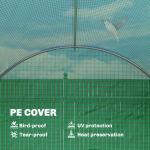 Outsunny Walk-in Tunnel Greenhouse with 2 Support Rods, Mesh Door, Plant Hot House with PE Cover, 20'x10'x7', Green - Image 15