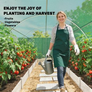 Outsunny Walk-in Tunnel Greenhouse with 2 Support Rods, Mesh Door, Plant Hot House with PE Cover, 20'x10'x7', Green - Image 20