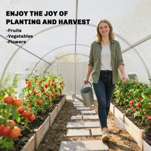 Outsunny Walk-in Tunnel Greenhouse with 2 Support Rods, Mesh Door, Plant Hot House with PE Cover, 20'x10'x7', White - Image 20