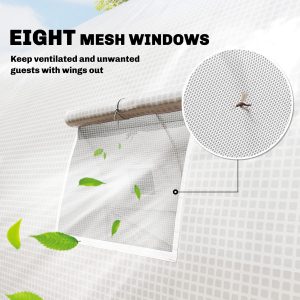 Outsunny Walk-in Tunnel Greenhouse with 2 Support Rods, Mesh Door, Plant Hot House with PE Cover, 20'x10'x7', White - Image 7