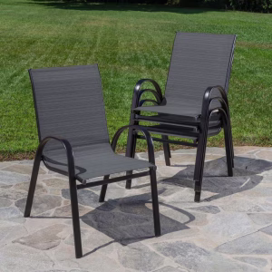 Patio Chairs Set of 4, Stackable Textilene Outdoor Dining Furniture for All Weather, with 17.7″ Wide Seat & Metal Frame, for Garden, Backyard - Image 2
