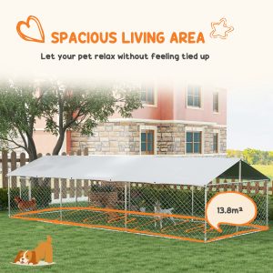 PawHut 19.7' x 7.5' x 4.9' Outdoor Dog Kennel Dog Run with Waterproof, UV Resistant Cover for Medium Large Sized Dogs, Silver - Image 5