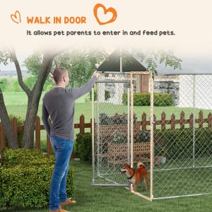 PawHut 19.7' x 7.5' x 7.5' Large Outdoor Dog Kennel Tall Dog Run with Waterproof , UV Resistant Cover, for Large Dogs, Silver - Image 9