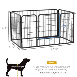 PawHut 32"W 4-Panel Metal Dog Pen Exercise Pet Playpen Dog Indoor/Outdoor Fence, Black - Image 3