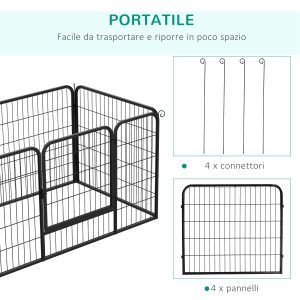 PawHut 32"W 4-Panel Metal Dog Pen Exercise Pet Playpen Dog Indoor/Outdoor Fence, Black - Image 4