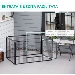 PawHut 32"W 4-Panel Metal Dog Pen Exercise Pet Playpen Dog Indoor/Outdoor Fence, Black - Image 6