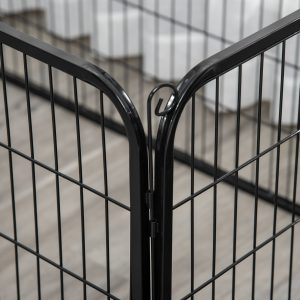 PawHut 32"W 4-Panel Metal Dog Pen Exercise Pet Playpen Dog Indoor/Outdoor Fence, Black - Image 8