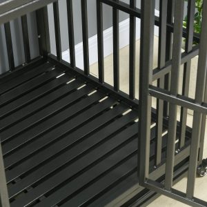 PawHut 41" Heavy Duty Steel Dog Crate Kennel Pet Cage with Wheels for Convenient Access Anti-Pinching Floor, Black - Image 9