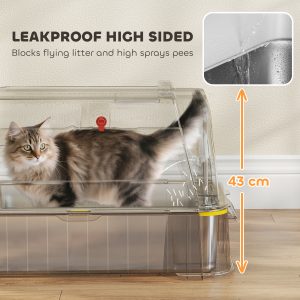 PawHut 80L XL Stainless Steel Cat Litter Box for Big Cats with Flip Cover, Pull-Out Drawer Tray, High Sided, Pedal, Light Grey - Image 10