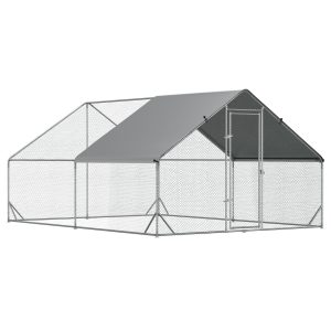 PawHut 9.8' x 13.1' x 6.6' Chicken Coop Cage, Outdoor Hen House w/Cover & Lockable Door - Image 11