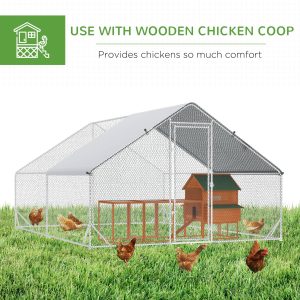 PawHut 9.8' x 13.1' x 6.6' Chicken Coop Cage, Outdoor Hen House w/Cover & Lockable Door - Image 5