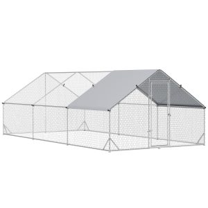 PawHut 9.8' x 19.7' x 6.6' Chicken Coop Cage, Outdoor Hen House w/Cover & Lockable Door - Image 2