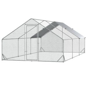 PawHut 9.8' x 19.7' x 6.6' Chicken Coop Cage, Outdoor Hen House w/Cover & Lockable Door - Image 11