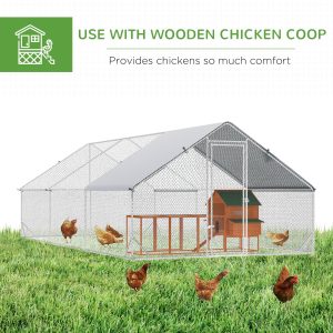 PawHut 9.8' x 19.7' x 6.6' Chicken Coop Cage, Outdoor Hen House w/Cover & Lockable Door - Image 5