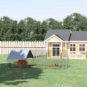 PawHut 9.8' x 19.7' x 6.6' Chicken Coop Cage, Outdoor Hen House w/Cover & Lockable Door - Image 8
