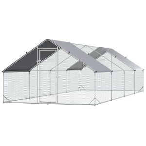PawHut 9.8' x 26.2' x 6.6' Chicken Coop Cage, Outdoor Hen House w/Cover & Lockable Door - Image 11