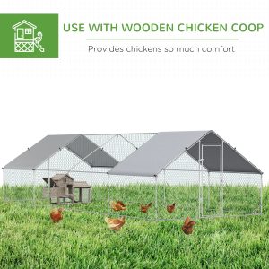 PawHut 9.8' x 26.2' x 6.6' Chicken Coop Cage, Outdoor Hen House w/Cover & Lockable Door - Image 5