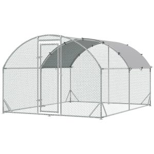 PawHut Galvanized Large Metal Chicken Coop Cage Walk-in Enclosure Poultry Hen Run House Playpen Rabbit Hutch with Cover for Outdoor Backyard 9.2' x 12.5' x 6.5' Silver - Image 11