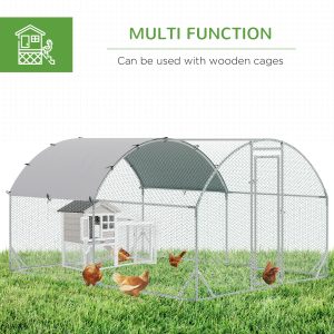PawHut Galvanized Large Metal Chicken Coop Cage Walk-in Enclosure Poultry Hen Run House Playpen Rabbit Hutch with Cover for Outdoor Backyard 9.2' x 12.5' x 6.5' Silver - Image 5