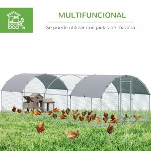PawHut Galvanized Large Metal Chicken Coop Cage Walk-in Enclosure Poultry Hen Run House Playpen Rabbit Hutch with Cover for Outdoor Backyard 9.2' x 24.9' x 6.5' Silver - Image 5