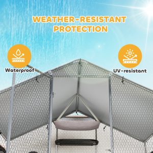 PawHut Large Catio Outdoor Cat Enclosure with Waterproof Cover, Walk-in Cat Patio w/ 5 Adjustable Platforms & Hammock 94.5" W - Image 17