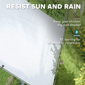 PawHut Metal Chicken Coop with Water- and UV-Protection Cover for Backyard Hen, Duck, Rabbit, 39.4' x 9.8' x 6.4' - Image 4